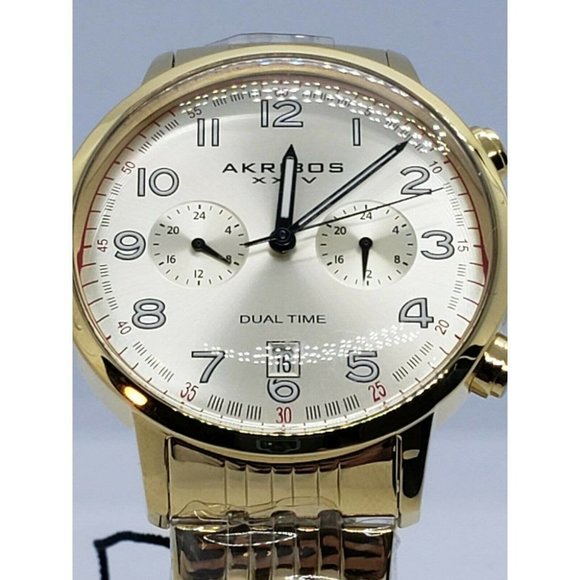 Men's Akribos XXIV AK942YG Golden Watch - Picture 1 of 5